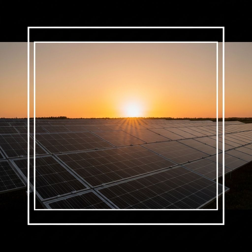Solar array at sunset